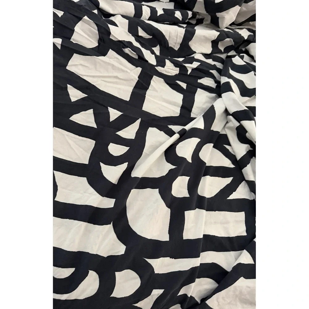 Vintage IKEA Skuggbracka Full Queen Duvet Cover Graphic Black White Reversible